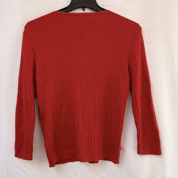 Lauren Ralph Lauren Knit Sweater Womens Large Red Fisherman Cable Knit Vintage - Picture 4 of 9